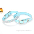 Pet Pu Leather Shining Rhinestone collares para perros